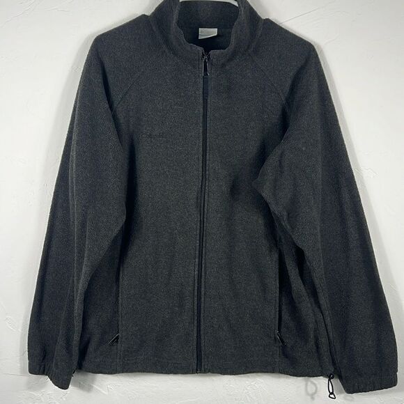 🔥🔥 Columbia Mens Jacket Charcoal Gray Fleece Full Zip Jacket Sz L - PERFECT - Picture 1 of 7